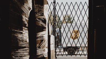 Caged off area in warehouse