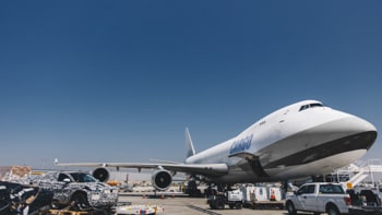 Cargo plane being loaded