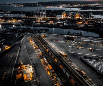 Ocean port at night