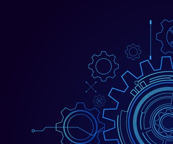 gears overlaid on blue background