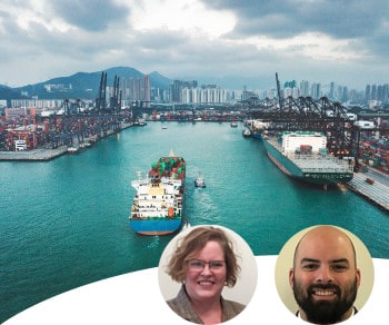 cargo container ship in the Port of Hong Kong