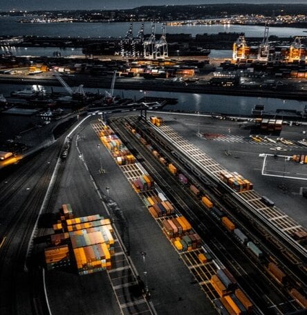 Ocean port at night