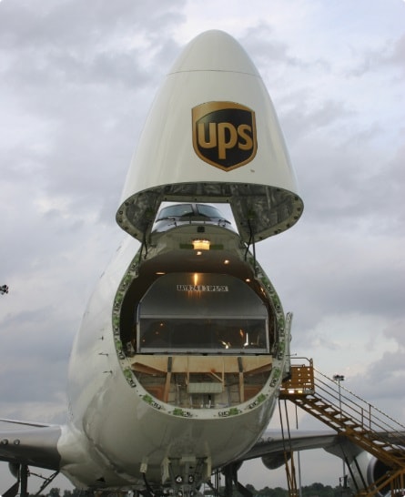 UPS freight plane open nose