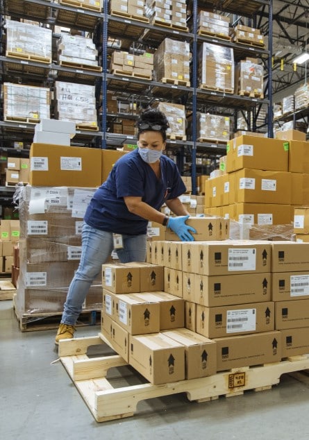 Woman in warehouse