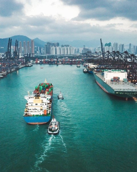 cargo container ship in the Port of Hong Kong