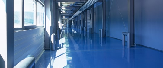 Shiny floor in modern office building