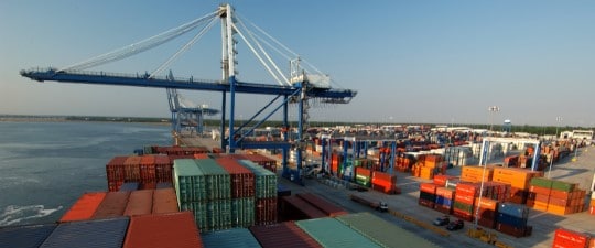 Shipping containers at port