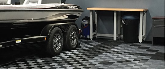 Awesome flooring in guy's dream garage