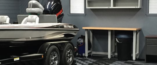 Awesome flooring in guy's dream garage