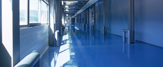 Shiny floor in modern office building