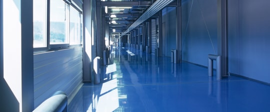 Shiny floor in modern office building