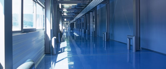 Shiny floor in modern office building