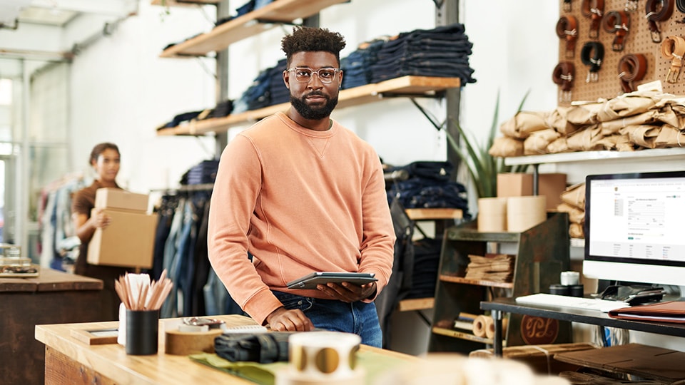 Unstoppable man in retail store