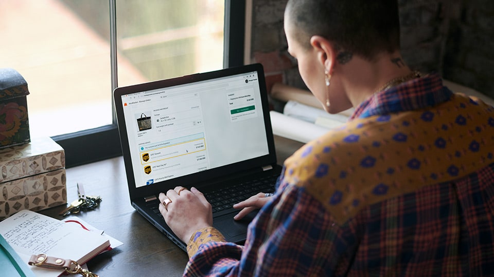 Person looking at laptop and shopping