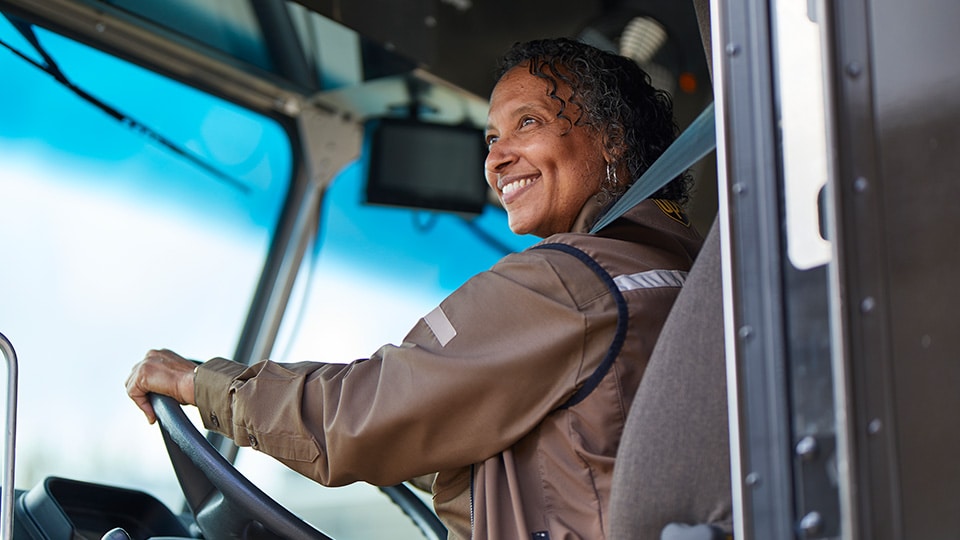 Woman driving truck